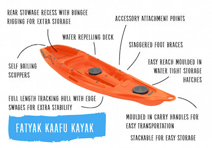 'KAAFU' Single Seater Kayak Orange 🟠