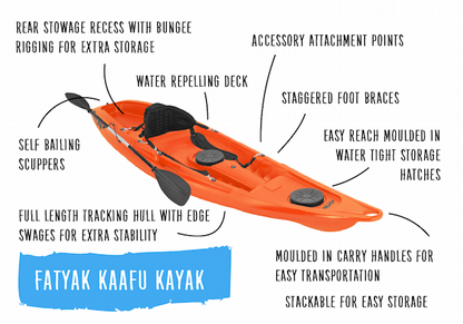 'KAAFU' Single Seater Kayak Orange Package Deal 🟠