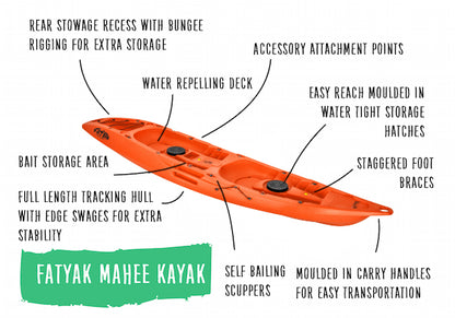 'MAHEE' Double Seater Kayak Orange 🟠