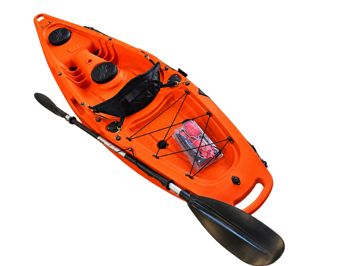 Kaafu Single Fishing Kayak | Orange | Ready for the Water